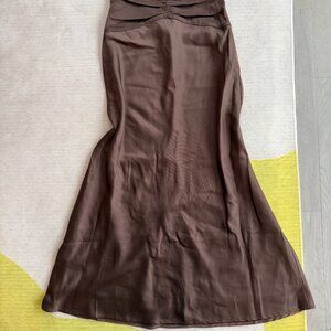 cameo collective brown silky long brown skirt